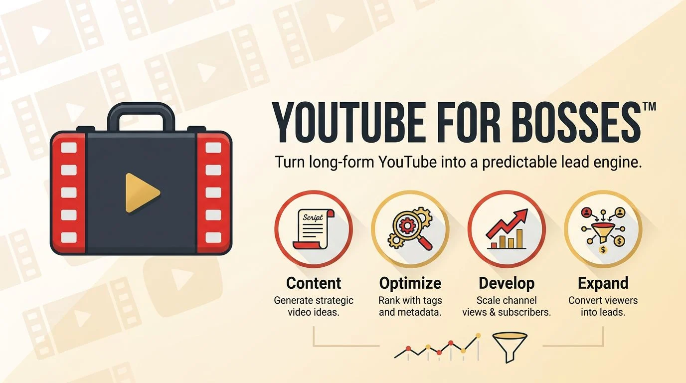 YouTube for Bosses course by Sunny Lenarduzzi with icons